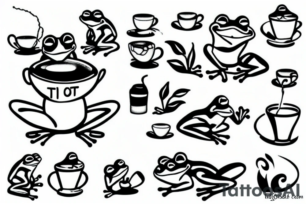 little frog drinking tea tattoo idea
