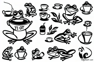 little frog drinking tea tattoo idea