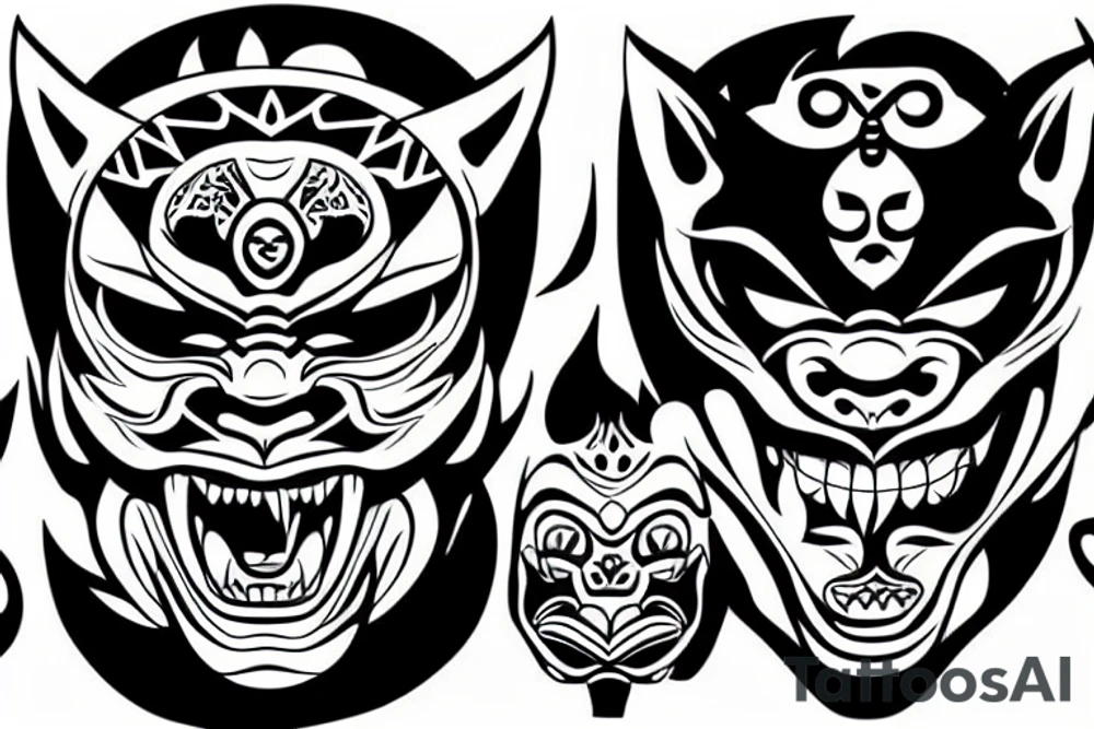 Oni Mask with a panther tattoo idea