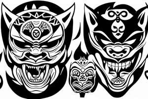 Oni Mask with a panther tattoo idea