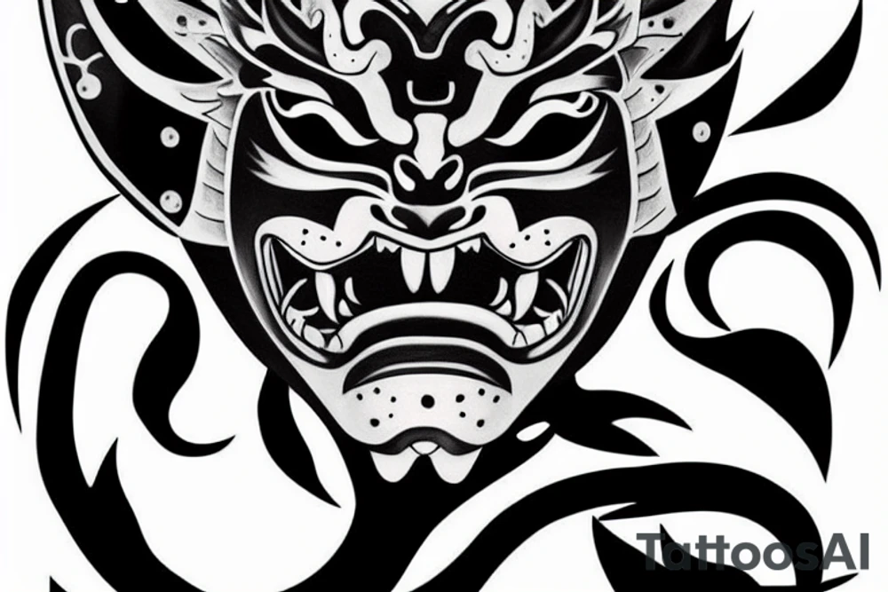Oni Mask with a panther tattoo idea