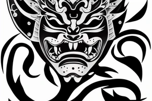 Oni Mask with a panther tattoo idea
