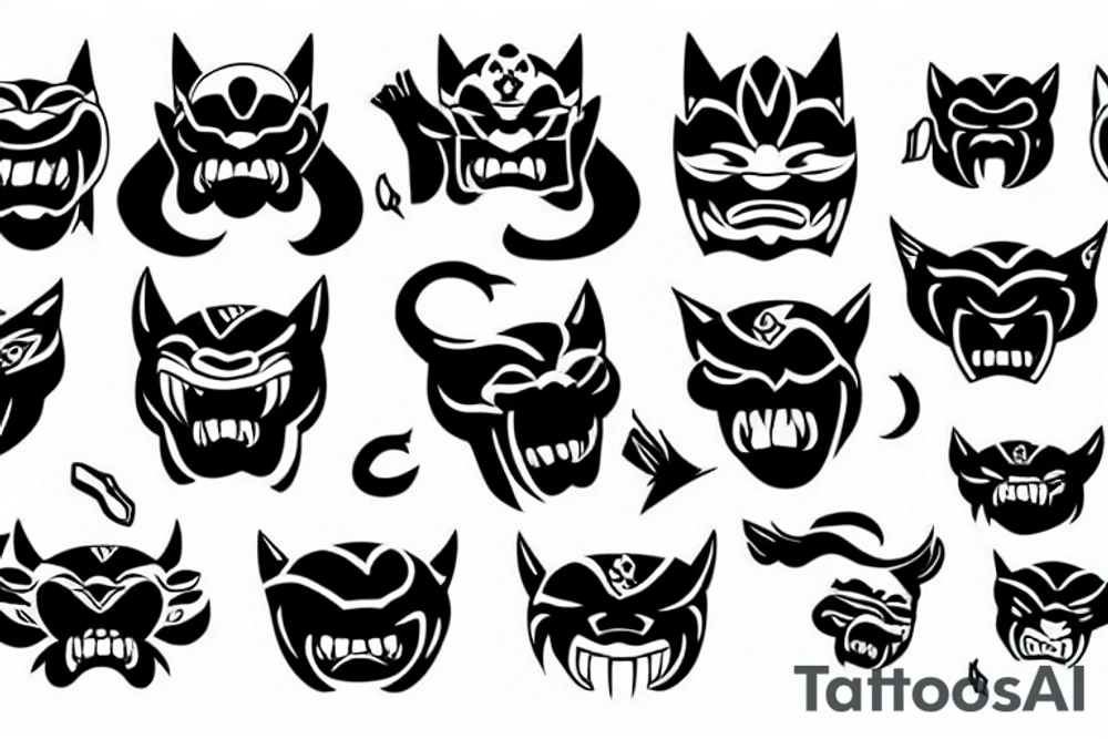 Panther Oni Mask tattoo idea