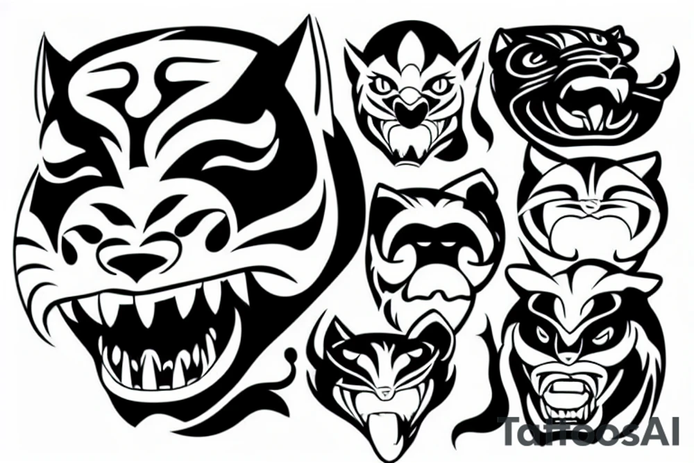 Panther Oni Mask tattoo idea