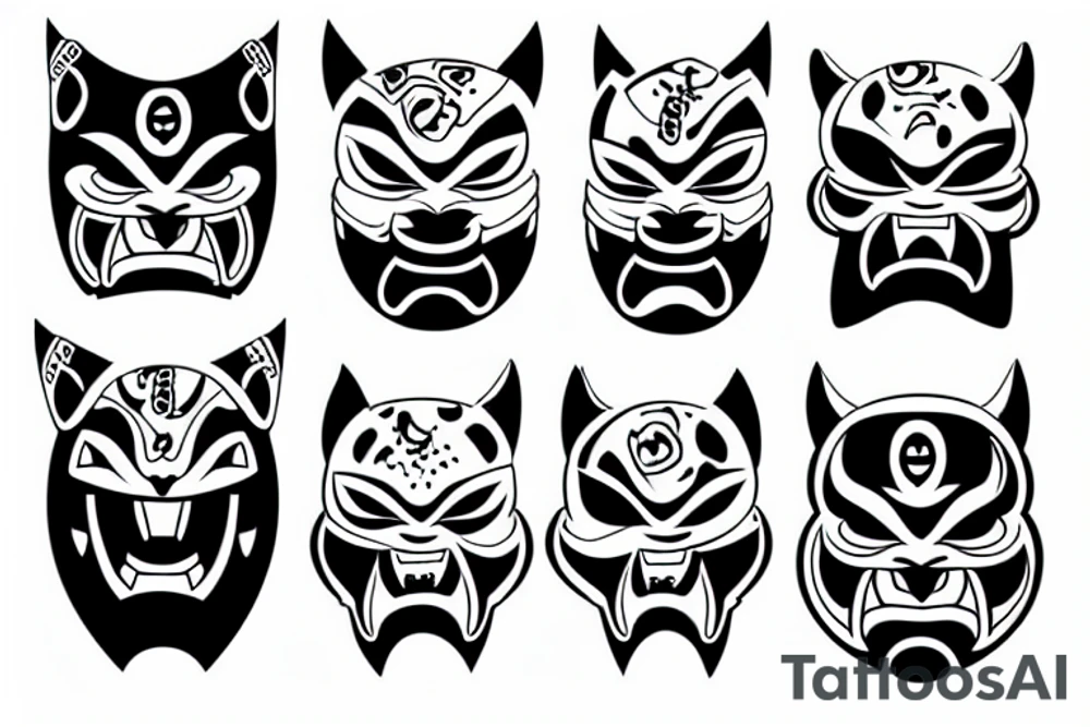 Oni Mask with panther tattoo idea