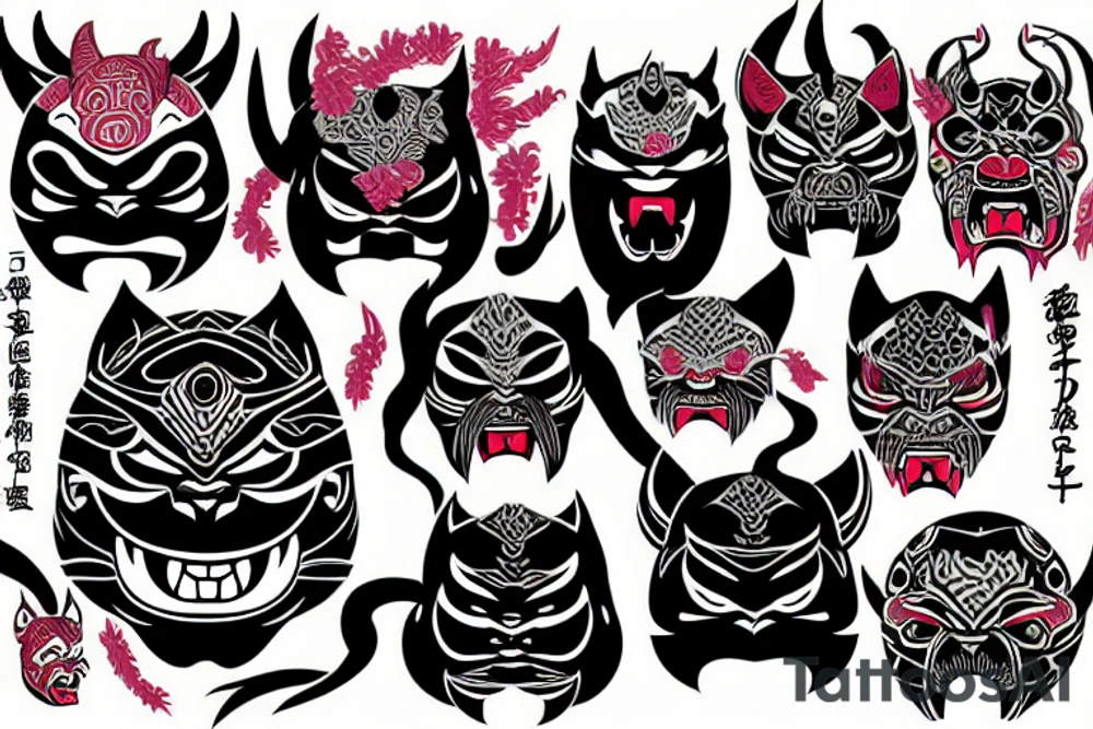 Oni Mask with panther tattoo idea