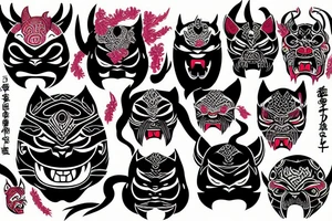 Oni Mask with panther tattoo idea