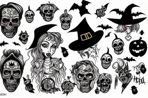 Bruja en halloween tattoo idea