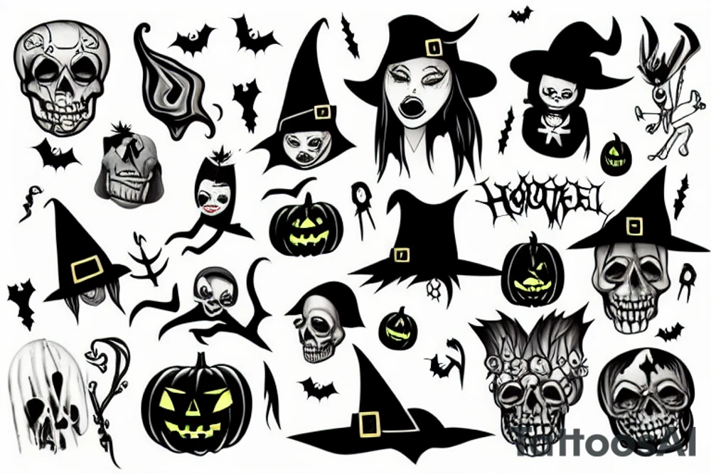 Bruja en halloween tattoo idea