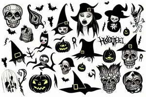 Bruja en halloween tattoo idea
