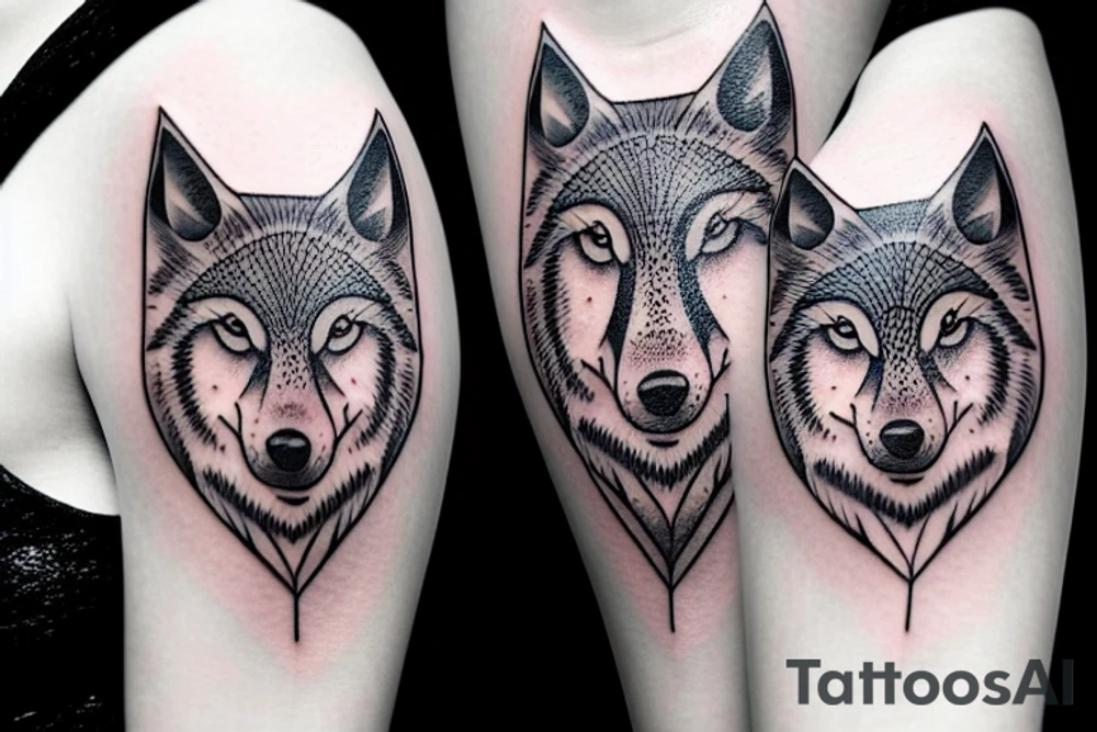 stars wolf tattoo idea