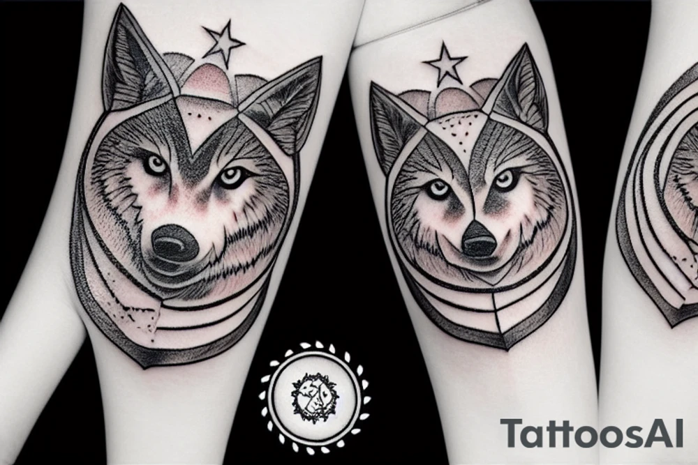 stars wolf tattoo idea