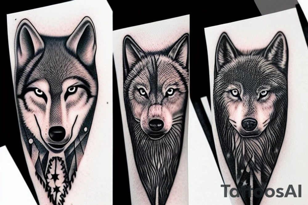 stars wolf tattoo idea