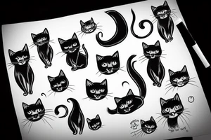 Black cat nine lives tattoo idea