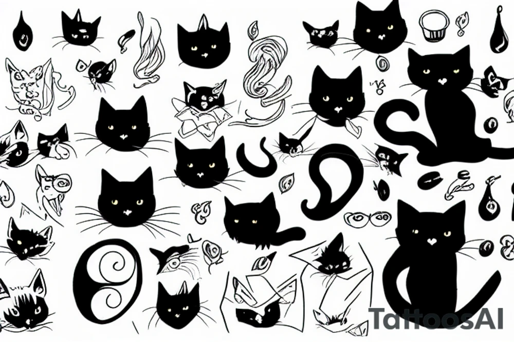 Black cat nine lives tattoo idea