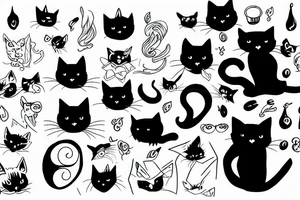 Black cat nine lives tattoo idea