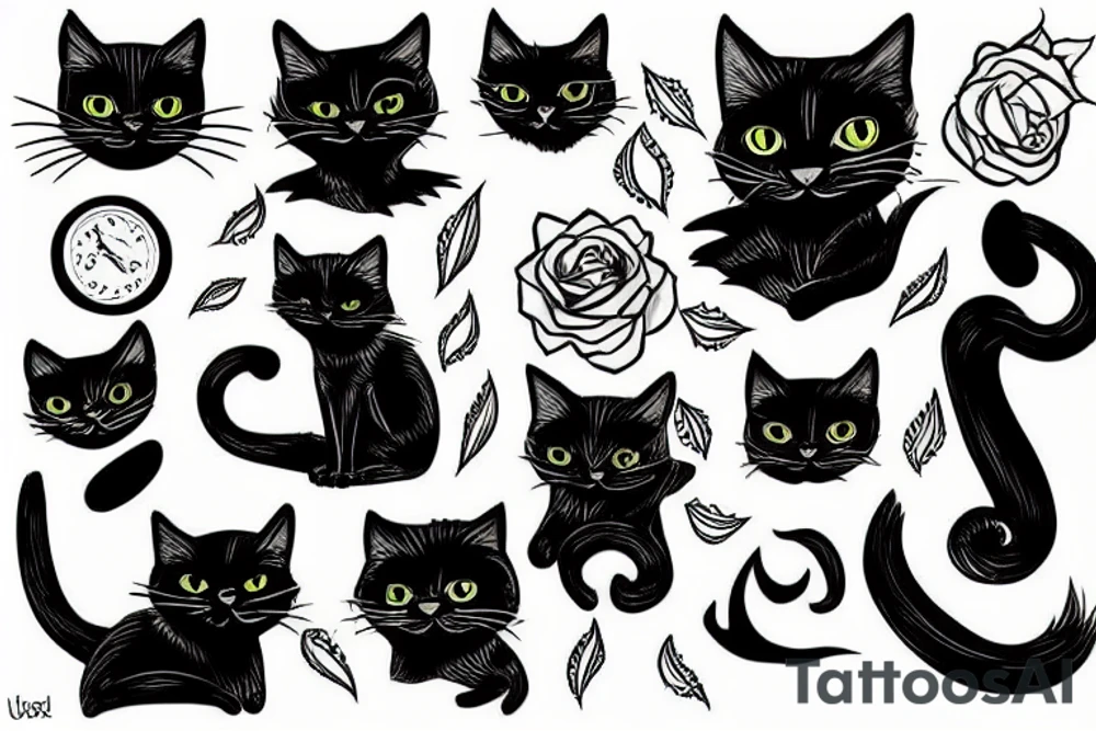 Black cat tattoo idea