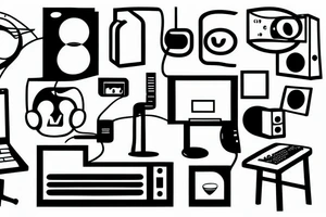 computer-related objects from the nineties minimal drawing tattoo idea