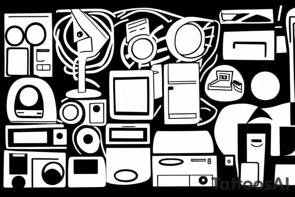 computer-related objects from the nineties minimal drawing tattoo idea