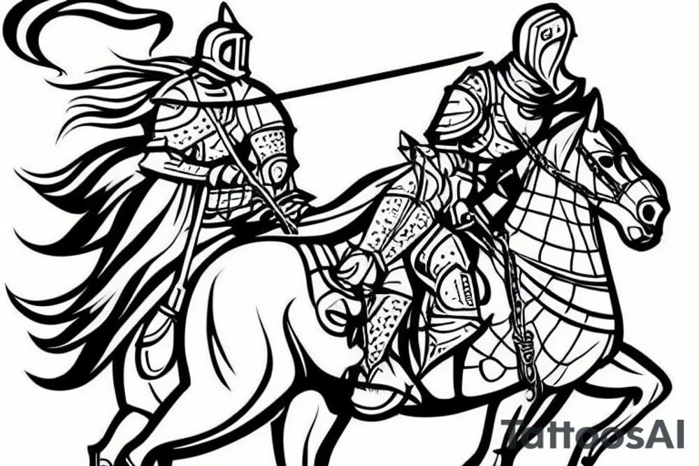 A knight on horseback charging tattoo idea