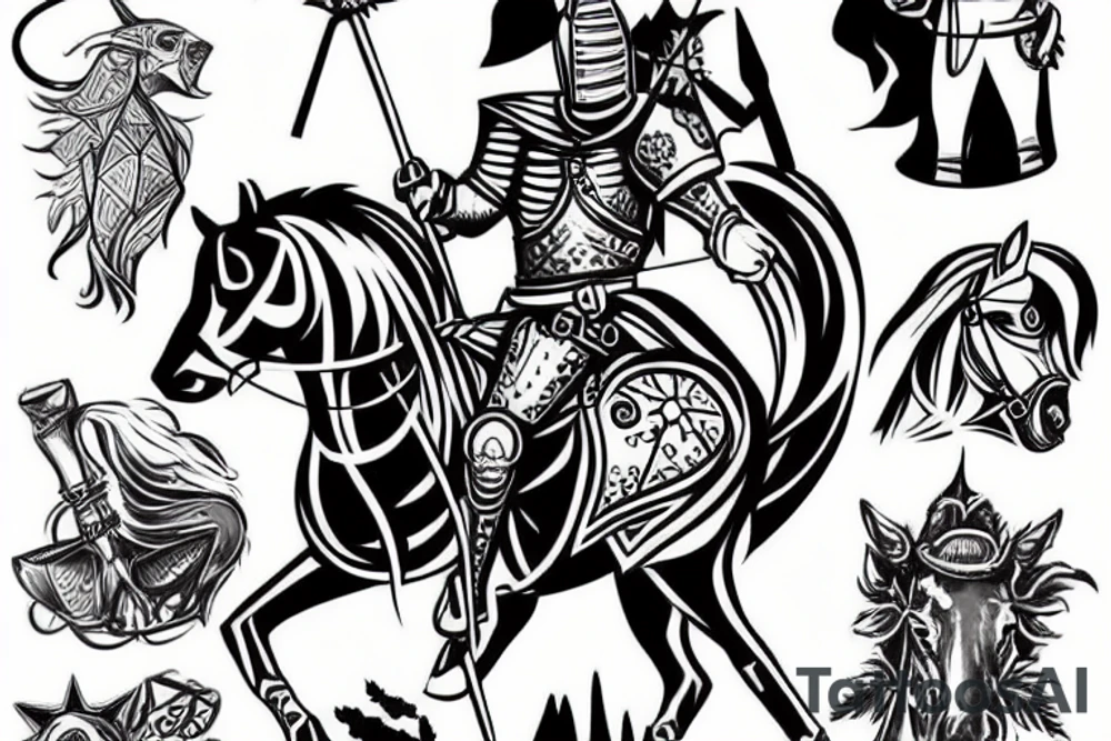 A knight on horseback charging tattoo idea