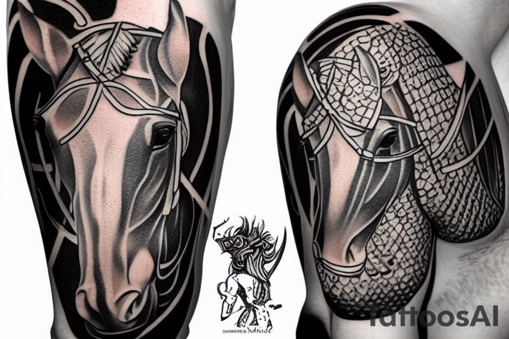 A knight on horseback galloping tattoo idea