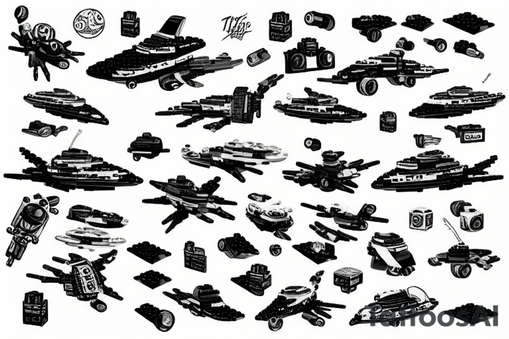 lego minifig spaceship tattoo idea