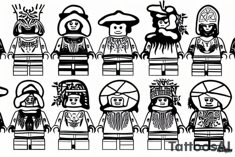 Lego man with summer solstice and winter solstice tattoo idea