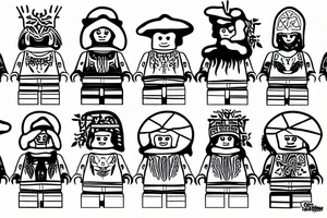 Lego man with summer solstice and winter solstice tattoo idea