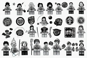 Lego man with summer solstice and winter solstice tattoo idea
