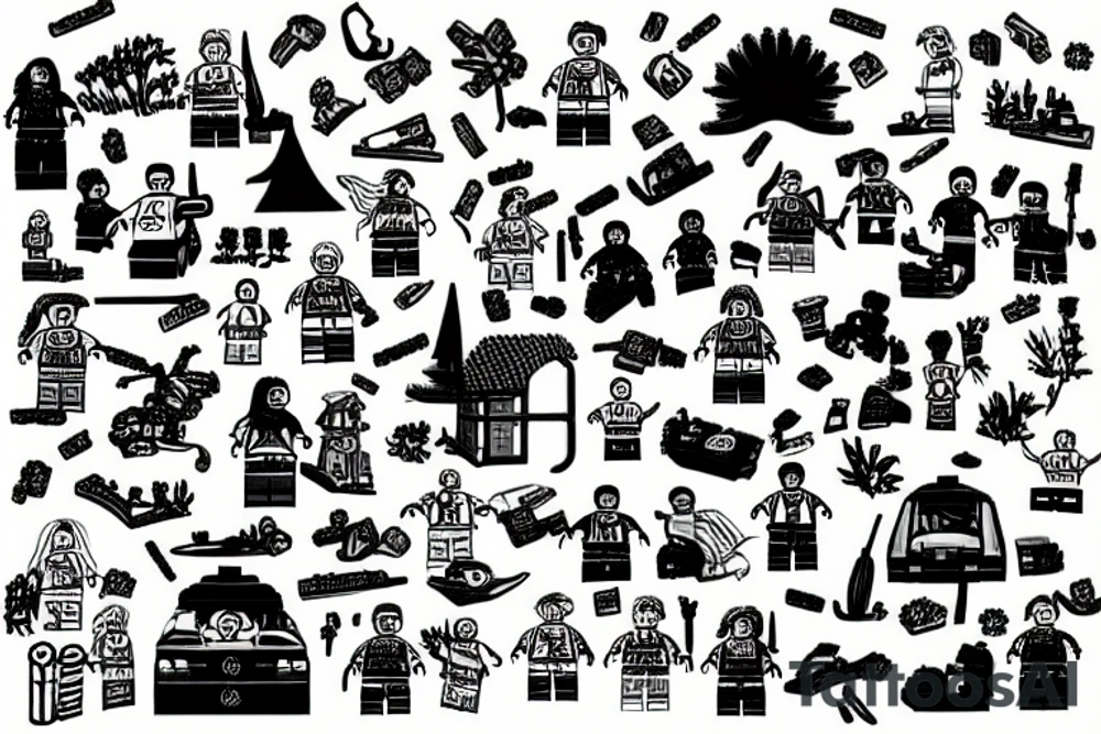 lego scene summer and winter background tattoo idea