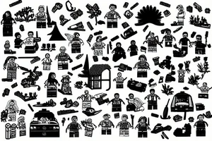 lego scene summer and winter background tattoo idea