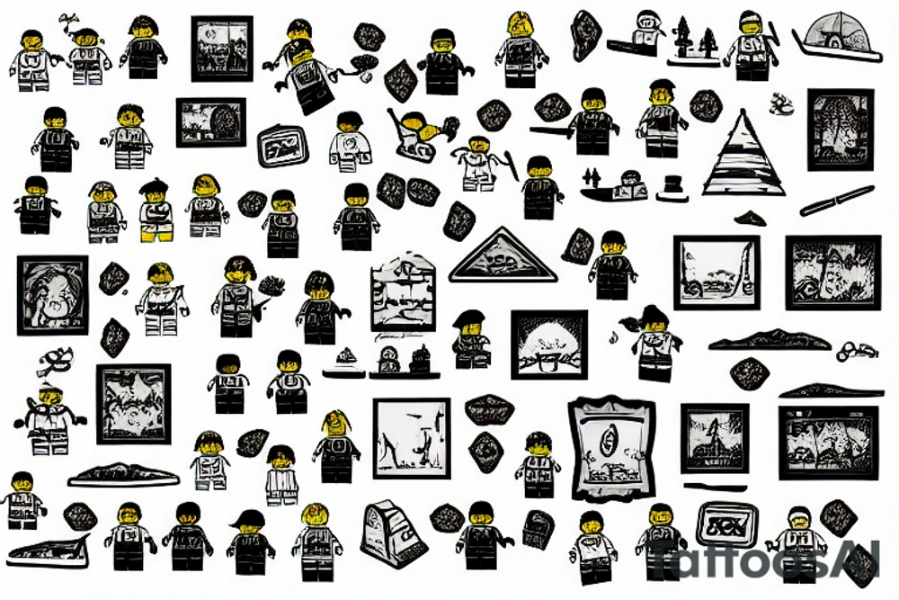 lego scene summer and winter background tattoo idea