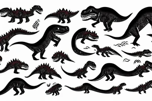 japanese style dinosaur with flames tattoo idea