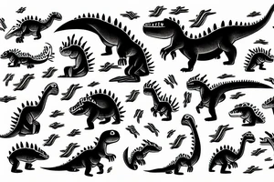 japanese style dinosaur with flames tattoo idea