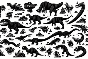 japanese style dinosaur with flames tattoo idea