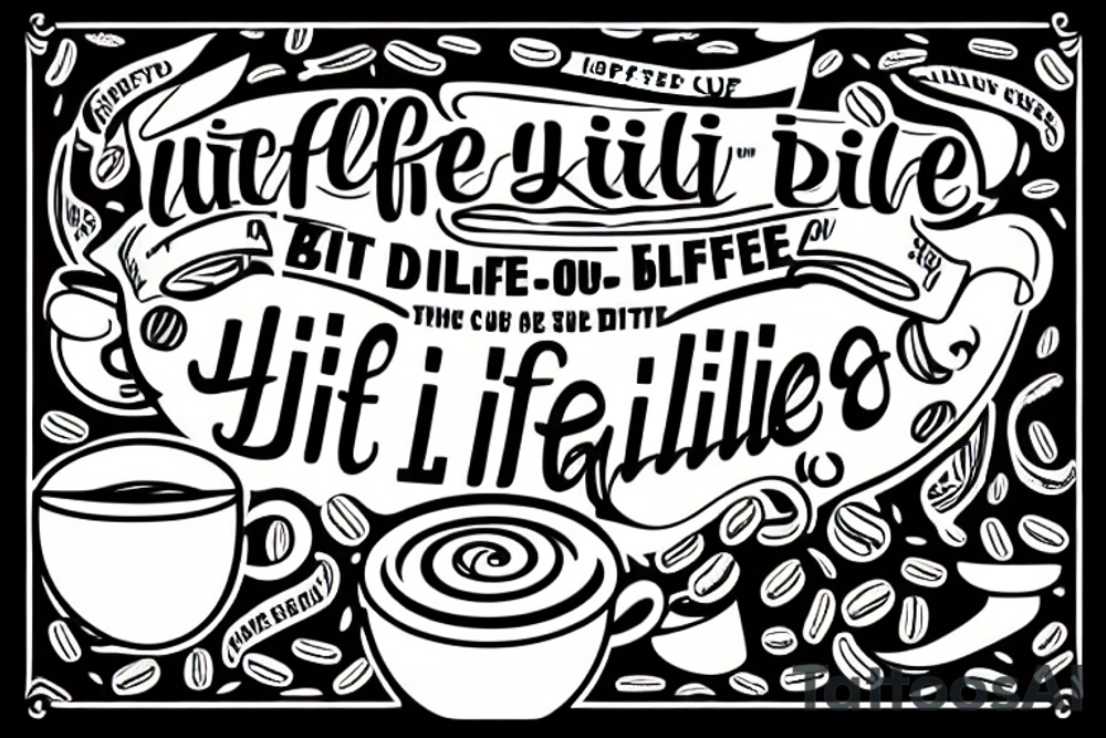 Coffee cup with a banner that says til I die tattoo idea