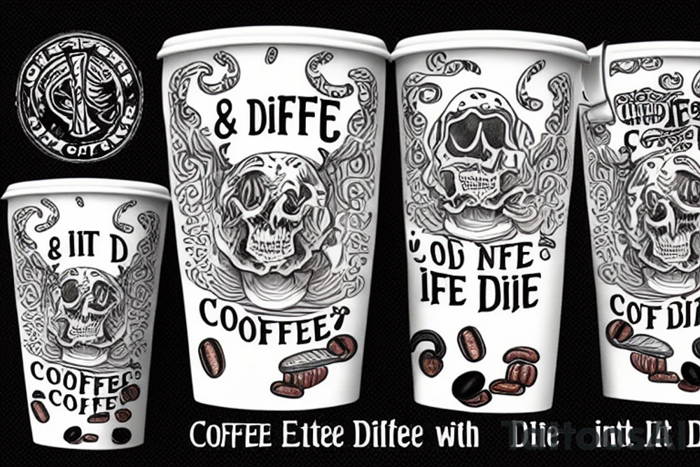 Coffee cup with a banner that says til I die tattoo idea