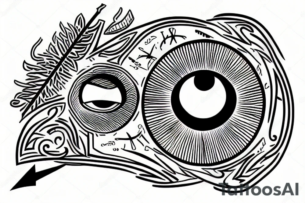 Detailed eye with an arrow lodged in the middle tattoo idea