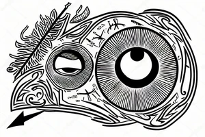 Detailed eye with an arrow lodged in the middle tattoo idea