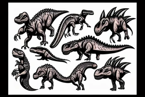 dinosaur with flames tattoo idea