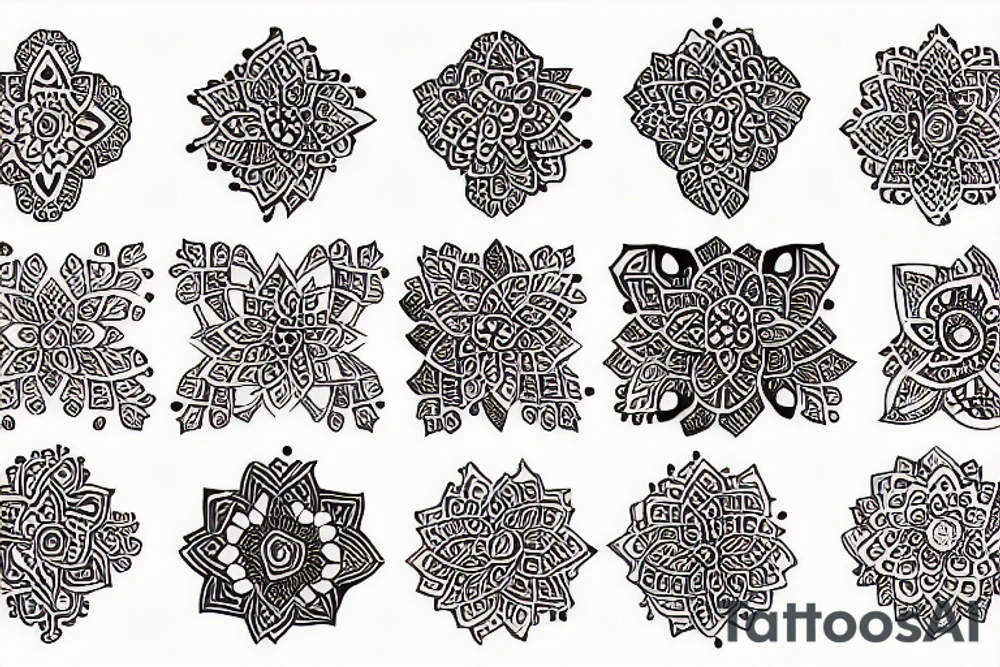 exploded view of henna patterns tattoo idea