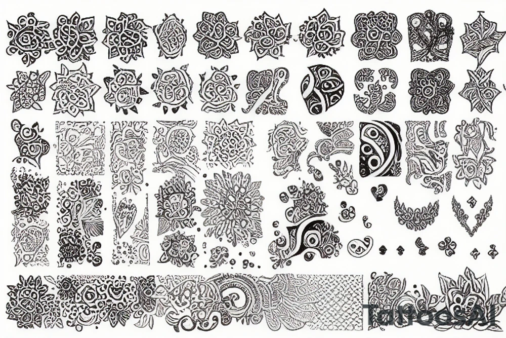 exploded view of henna patterns tattoo idea