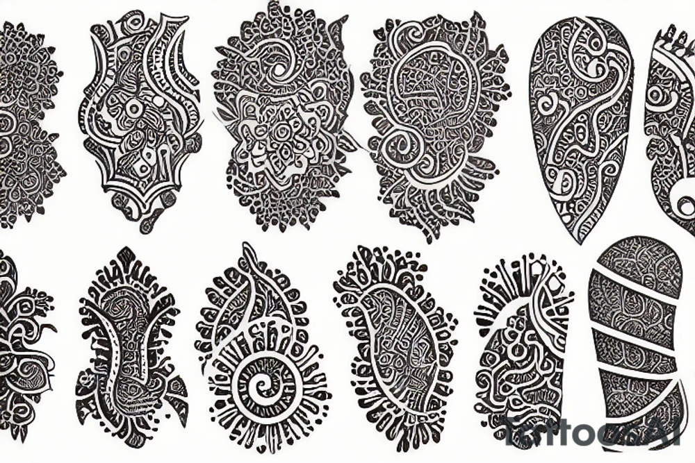 exploded view of henna patterns tattoo idea