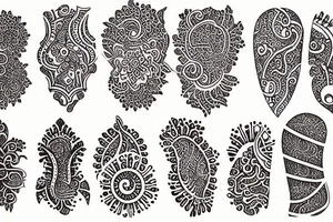 exploded view of henna patterns tattoo idea