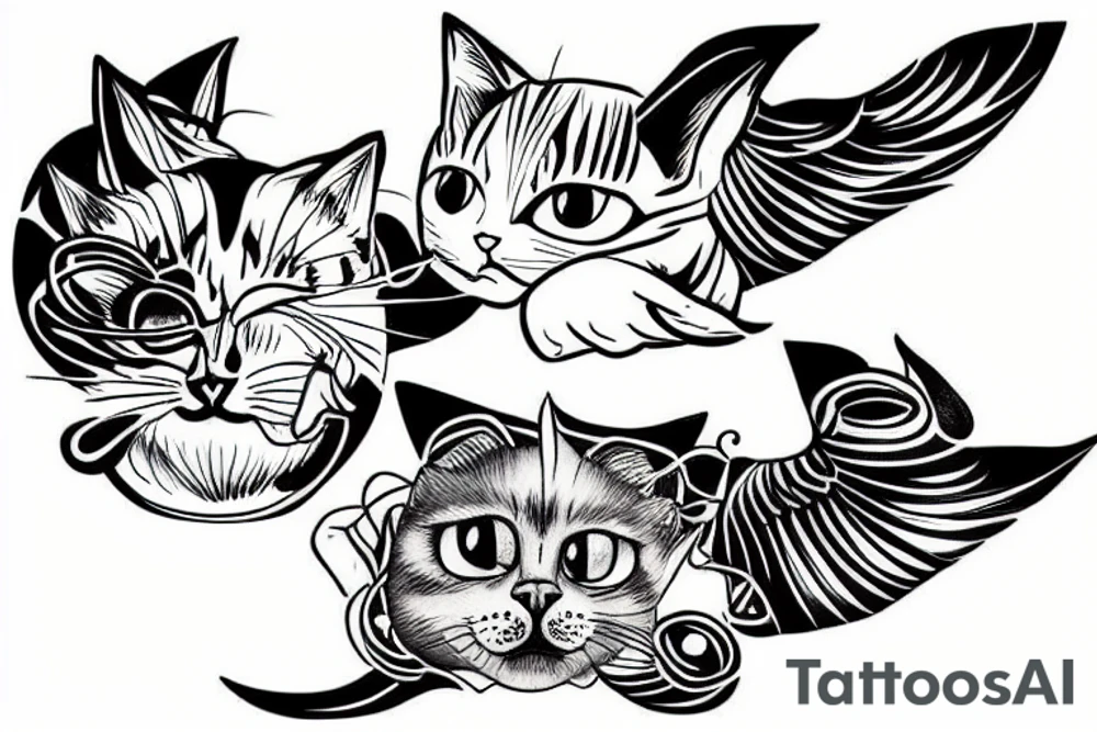 two cats flying tattoo idea