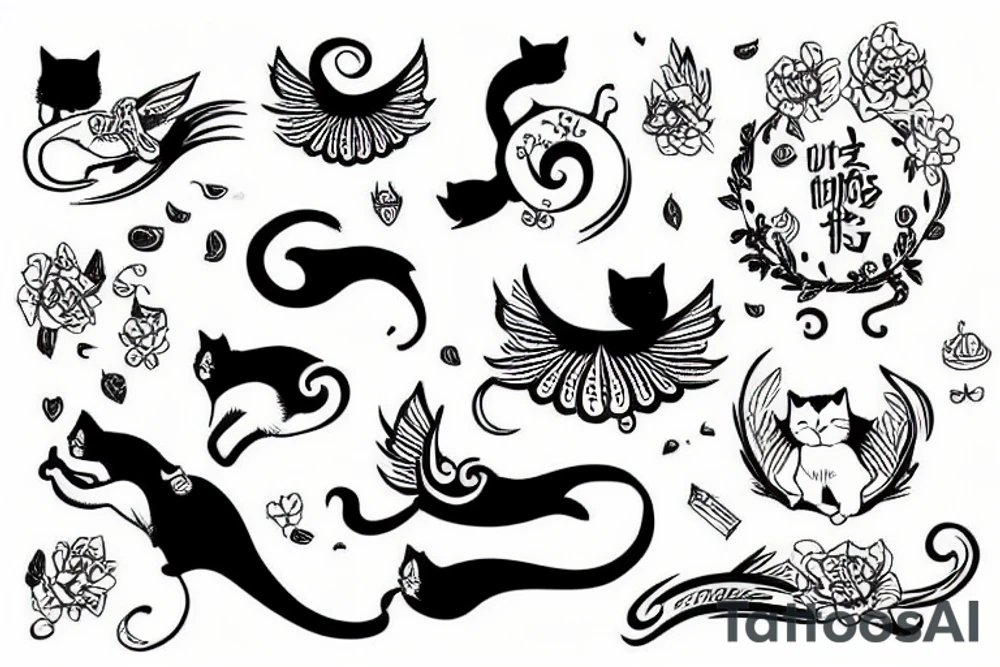 two cats flying tattoo idea