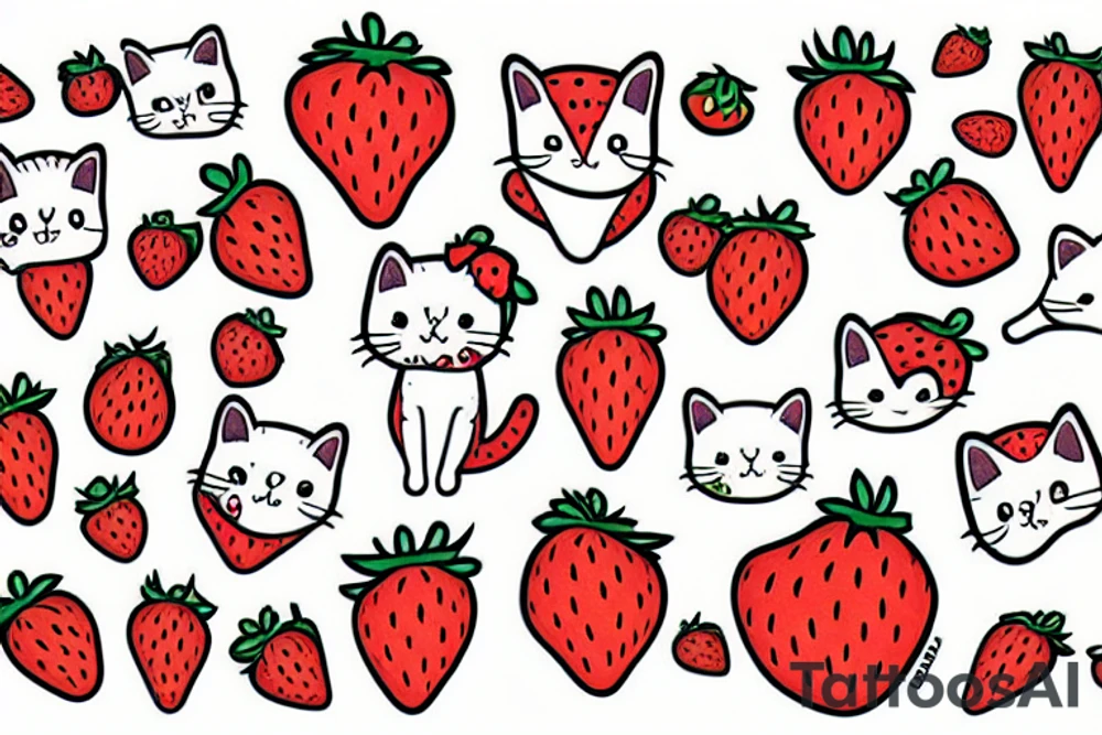 strawberry cat tattoo idea