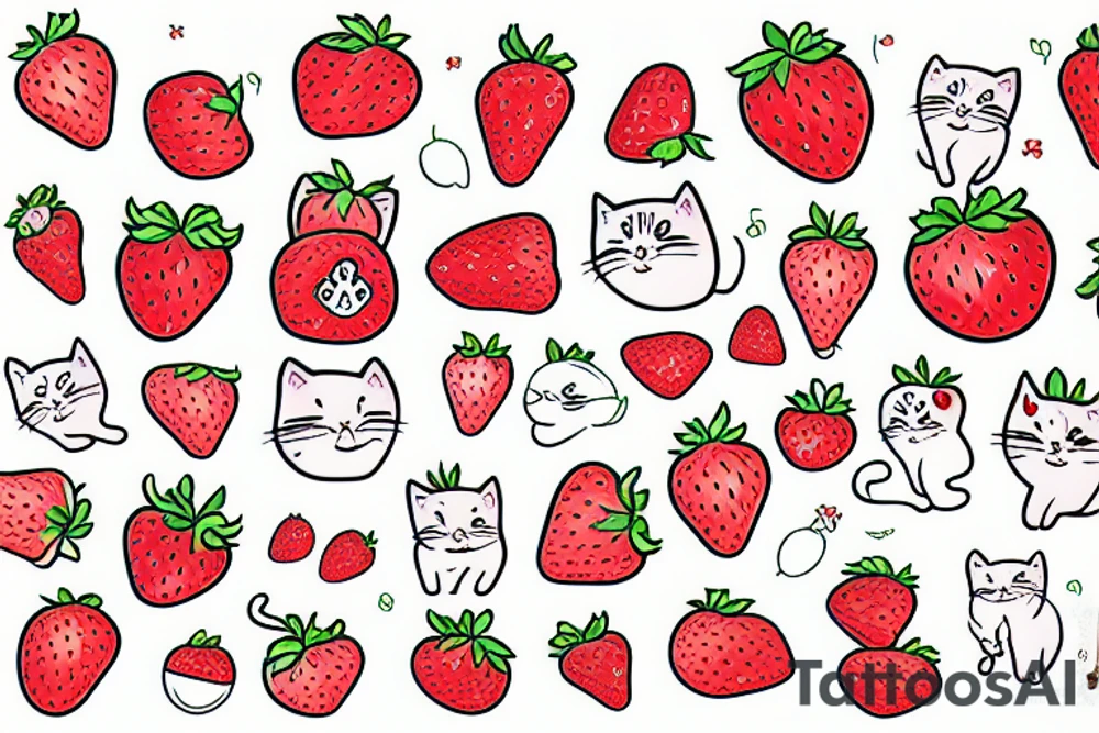strawberry cat tattoo idea