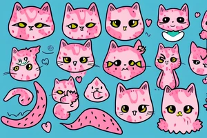 strawberry  pink cat tattoo idea
